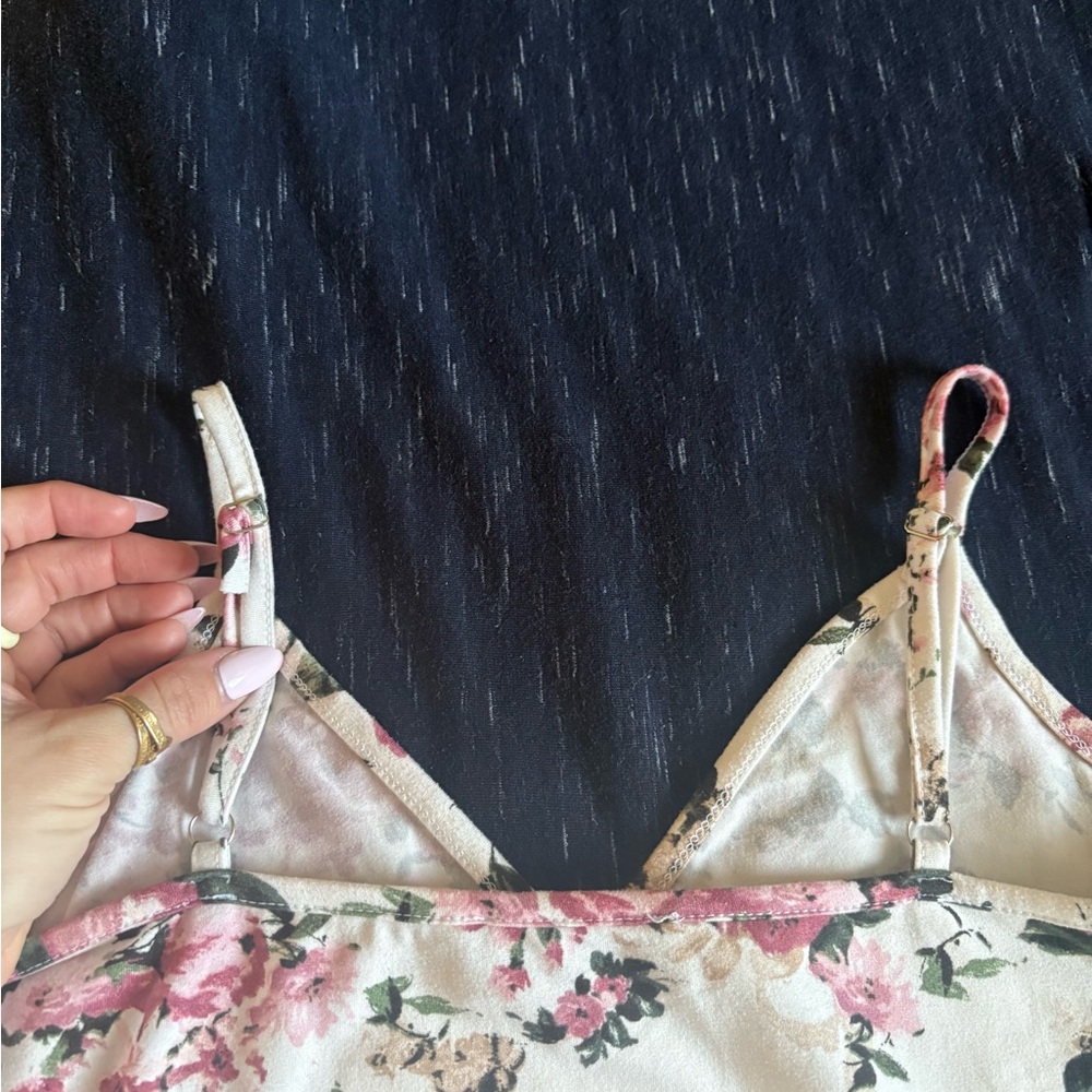 Lulu's Pink and Cream Floral Bodysuit - Picture 5 of 10